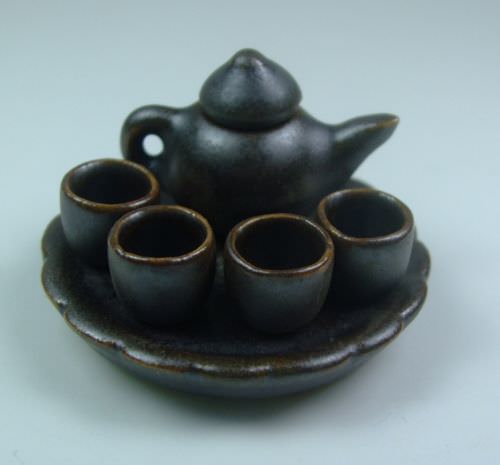 Ceramic, Shell & Stone | Teaset - dark brown