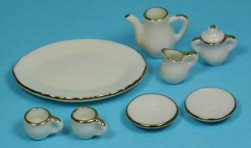 Ceramic, Shell & Stone | Gold Edge Tea Set 